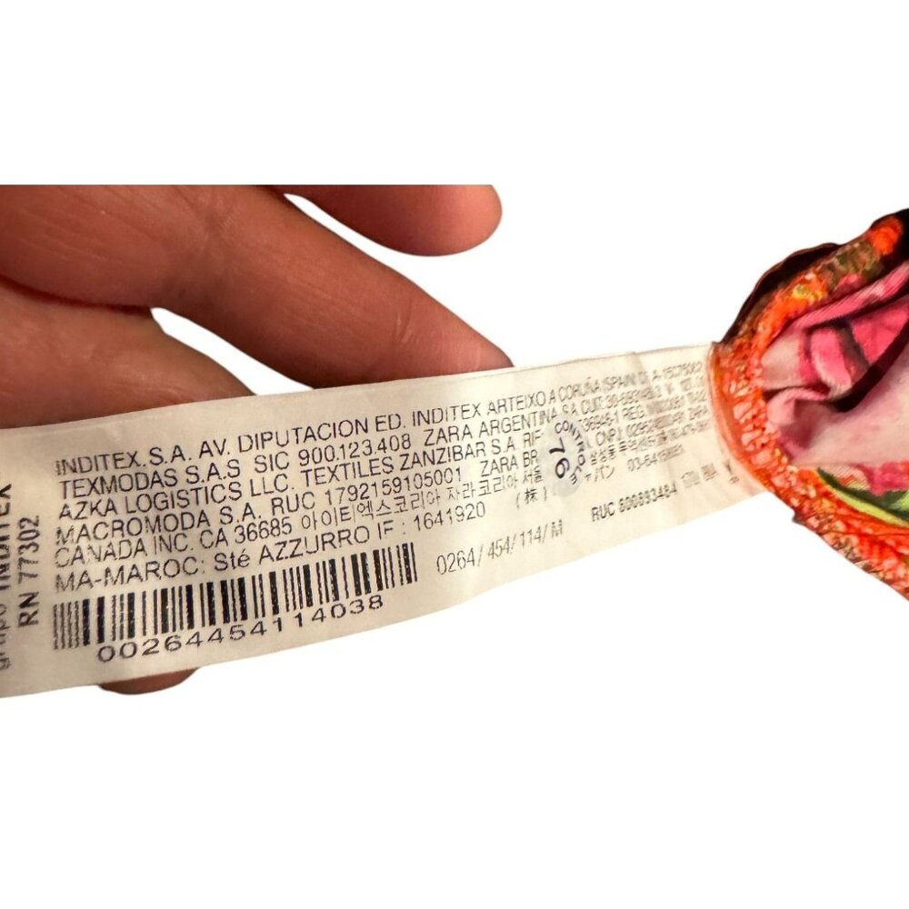 Zara Womens Bright Floral Bodysuit/Swimsuit Tropical Orange & Pink Size M - Picture 9 of 9